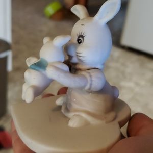 Unmarked Momma Bunny Rabbit & Young Rabbit Playing-EC